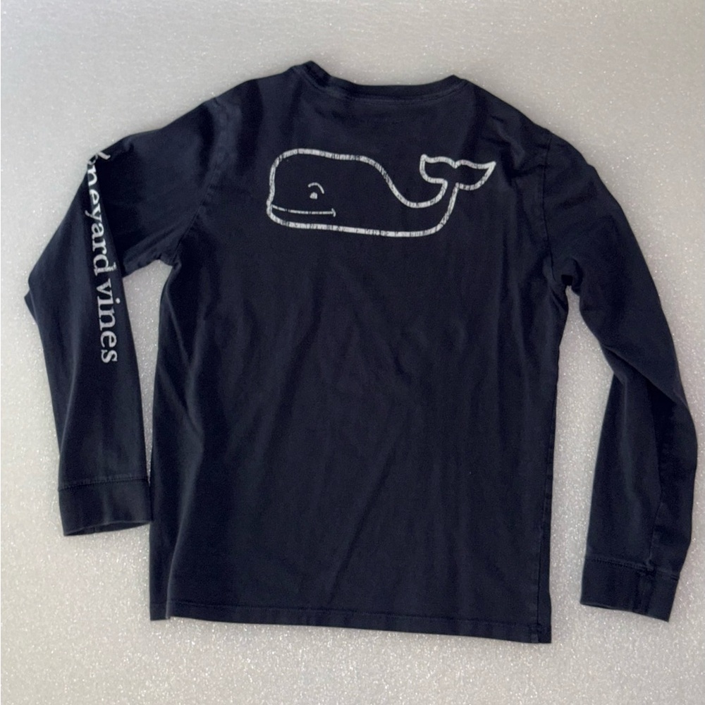 Vineyard Vines Navy Blue White Whale YOUTH LARGE Long Sleeves Cotton Peru